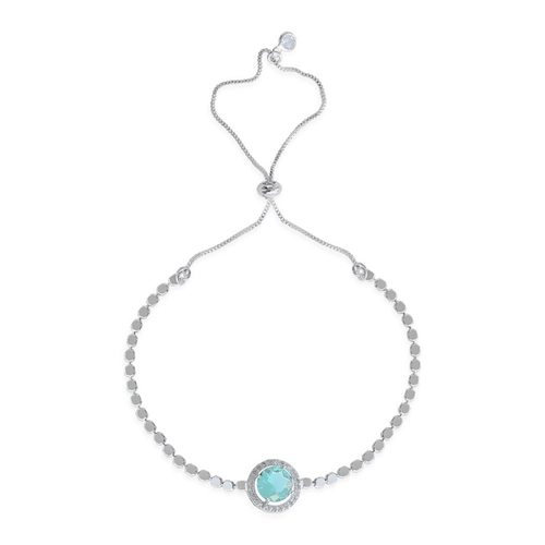 Pulseira De Prata Leve Com Zircônia Topázio e Zircônia Cristal