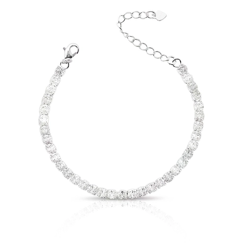 Pulseira De Prata Leve Riviéra Com Zircônia Cristal