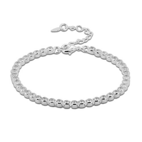 Pulseira de Prata Leve Riviéra com Zircônia Cristal