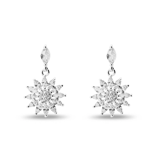 Brinco De Prata Leve Balanço com Zircônia Cristal