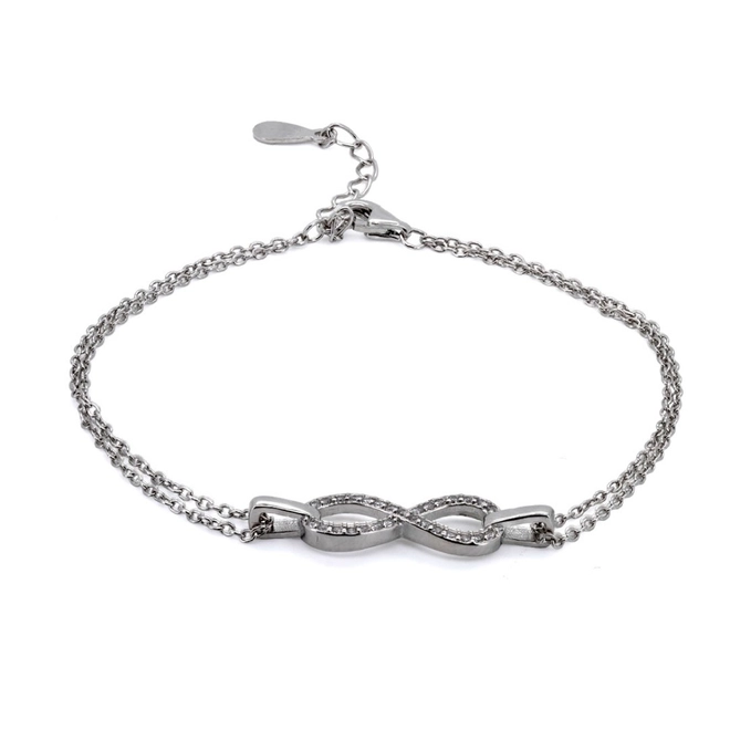 Pulseira de Prata Com Símbolo do Infinito de Zircônias