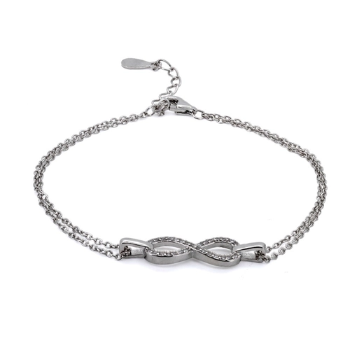 Pulseira de Prata Com Símbolo do Infinito de Zircônias