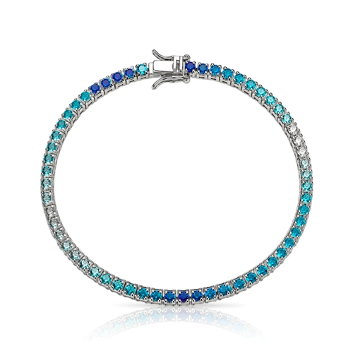 Pulseira Riviera com Zircônias Cristal, Safira e Topázio