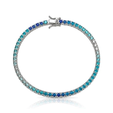 Pulseira Riviera com Zircônias Cristal, Safira e Topázio