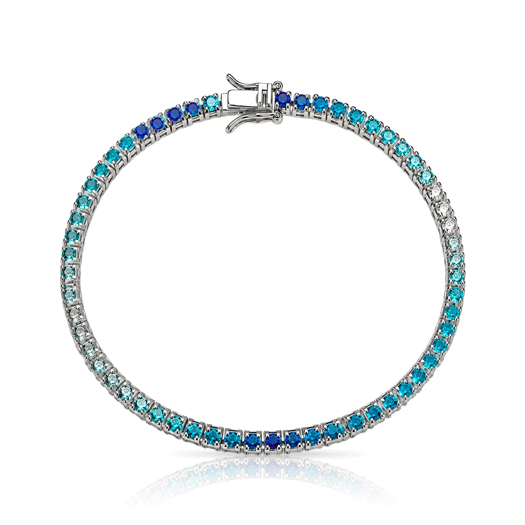 Pulseira Riviera com Zircônias Cristal, Safira e Topázio