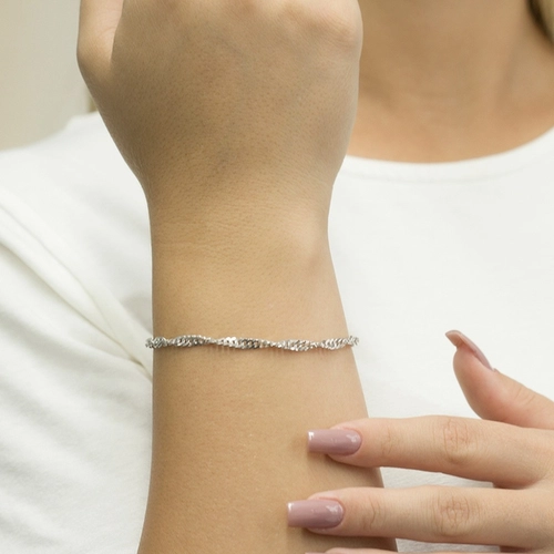 Pulseira de Prata Malha Singapura