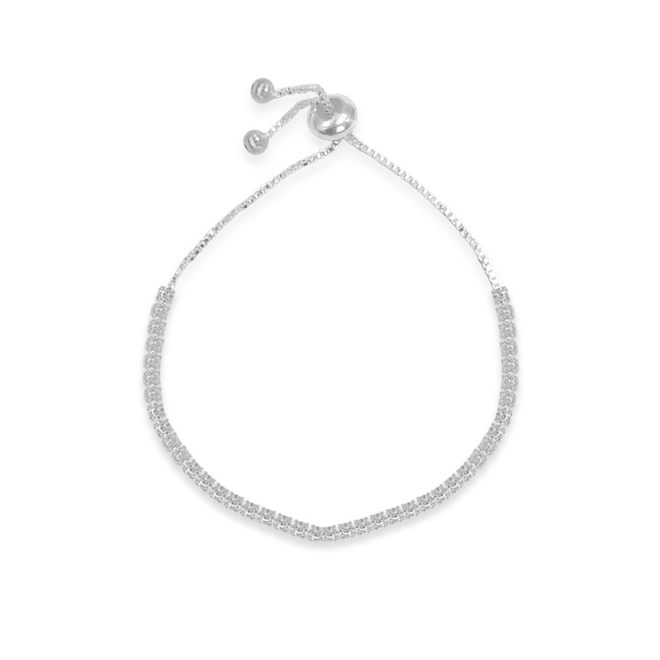 Pulseira de Prata Riviéra com Zircônia Cristal e Fecho Regulável