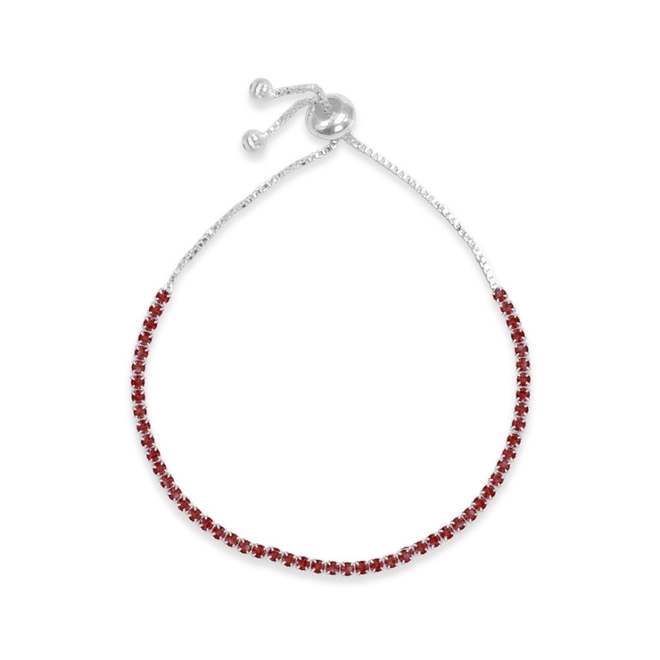 Pulseira de Prata Riviéra com Zircônia Rubi e Fecho Regulável