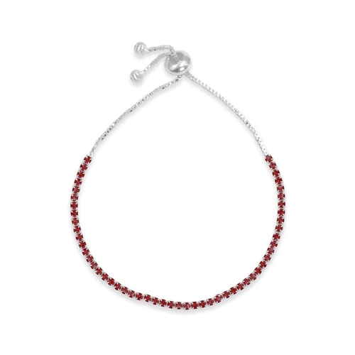 Pulseira de Prata Riviéra com Zircônia Rubi e Fecho Regulável
