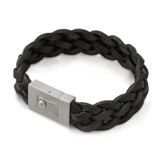 Pulseira de Couro Trançado Preto