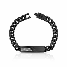 Pulseira com Elos Carbonados e Placa Fibra de Carbono