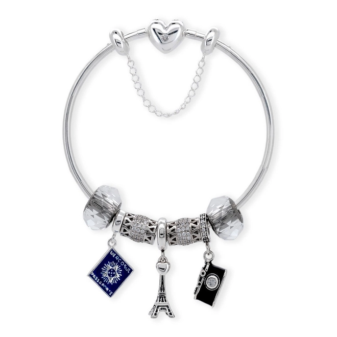 Pulseira de Prata com Berloques Symbol Viagem