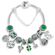 Pulseira De Prata Com Berloques Esmeralda