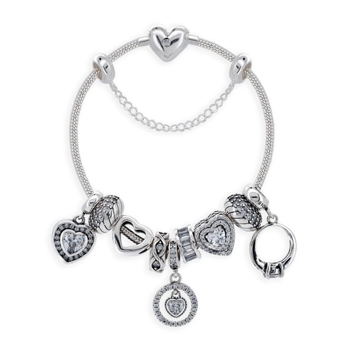 Pulseira de Prata com Berloques Symbol e Zircônia Cristal