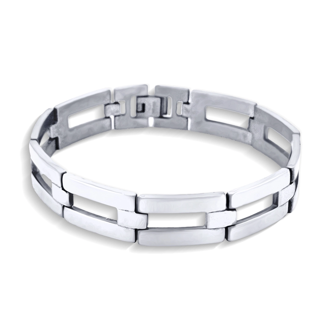 Pulseira com Elos Vazados e Espelhados