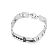 Pulseira com Cruz Carbonada e Zircônia Cristal