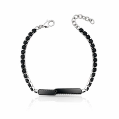 Pulseira Riviera Zircônia Ônix com Placa Carbonada