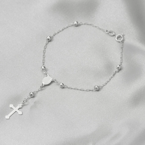 Pulseira de Prata Terço com Nossa Senhora das Graças