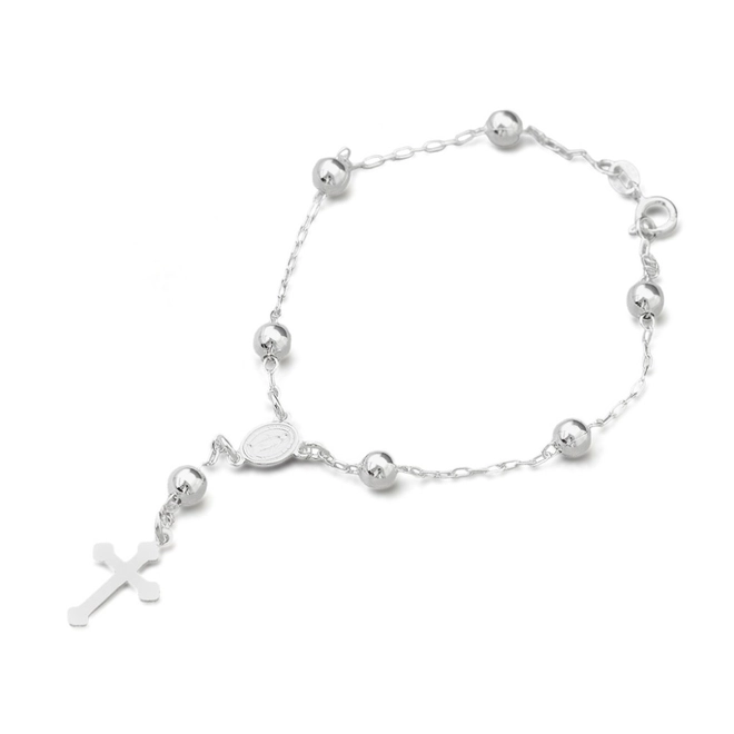 Pulseira de Prata Terço Nossa Senhora das Graças