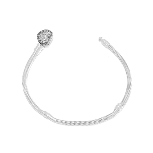 Pulseira de Prata com Fecho Coração e Zircônia Cristal
