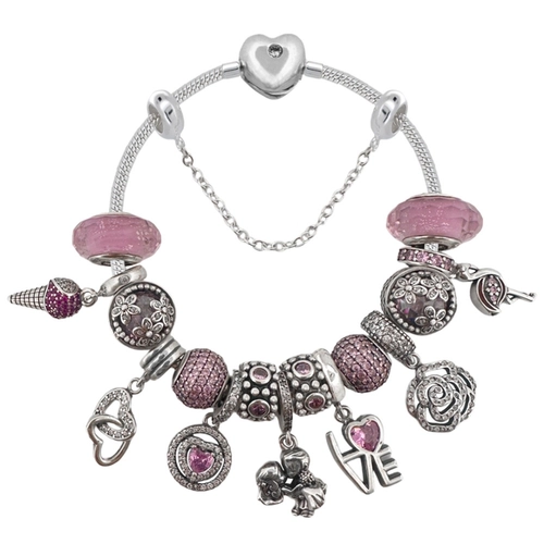 Pulseira De Prata com Berloques Love