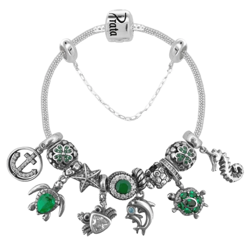 Pulseira De Prata Com Berloques Fundo do Mar