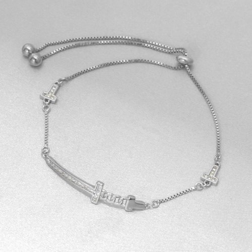 Pulseira de Prata Cruz Espelhada com Zircônias