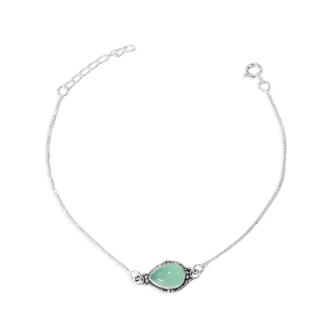 Pulseira em Malha Veneziana com Água Marinha