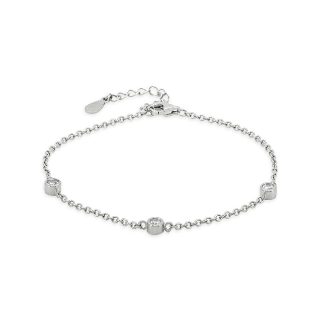 Pulseira de Prata com  Zircônias Cristal