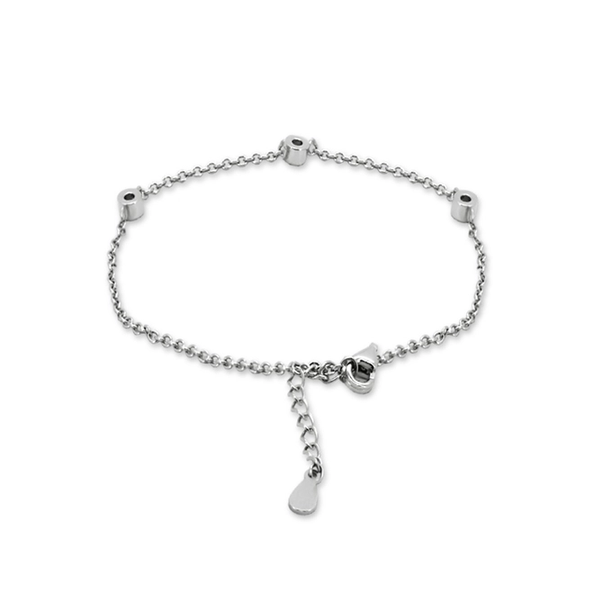 Pulseira de Prata com  Zircônias Cristal