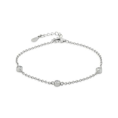 Pulseira de Prata com  Zircônias Cristal
