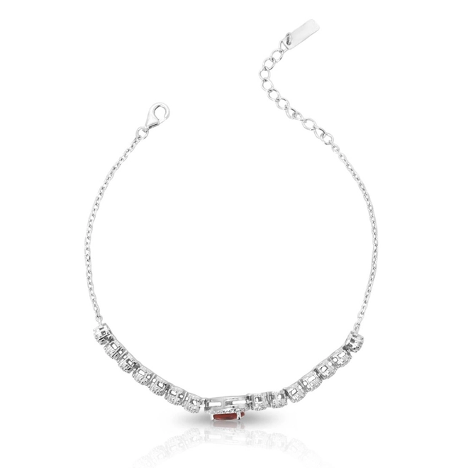 Pulseira de Prata Gota com Zircônia Rubi