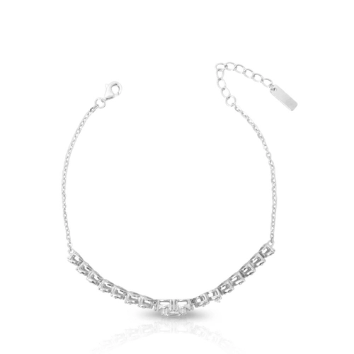 Pulseira de Prata com Folhas e Zircônias Cristal