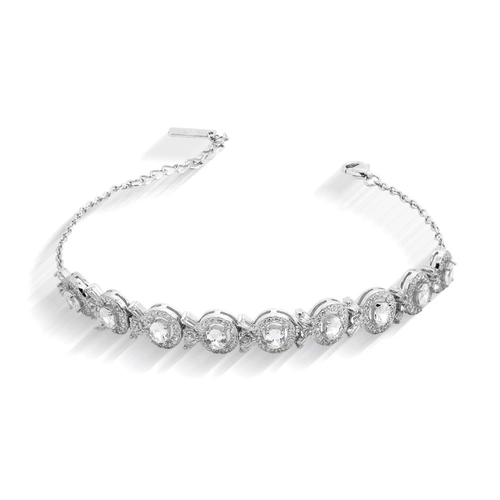 Pulseira de Prata com Zircônia Cristal Oval