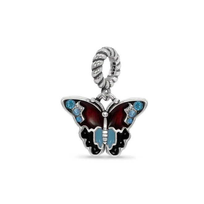 Berloque de Prata Symbol Borboleta com Resina e Zircônia Topázio
