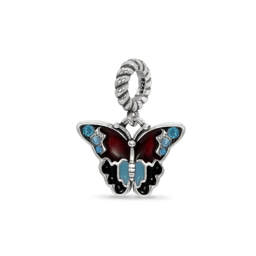 Berloque de Prata Symbol Borboleta com Resina e Zircônia Topázio