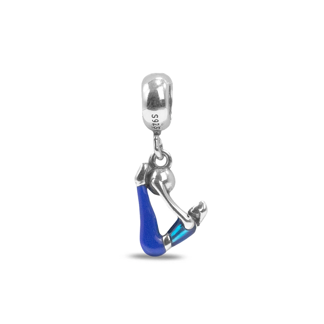 Berloque de Prata Balanço Ginasta Azul Esmaltado