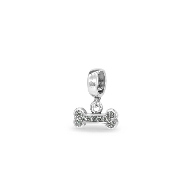 Berloque de Prata Symbol Balanço Osso Envelhecido com Zircônia Cristal P