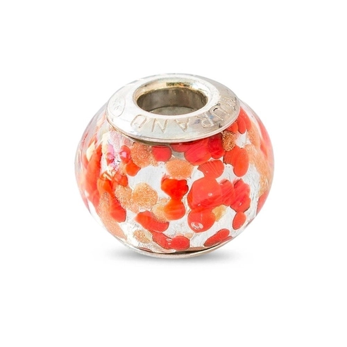 Berloque De Prata Symbol  com Murano Vermelho