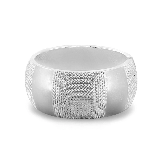 Bracelete de Prata Leve Trabalhado e Espelhado