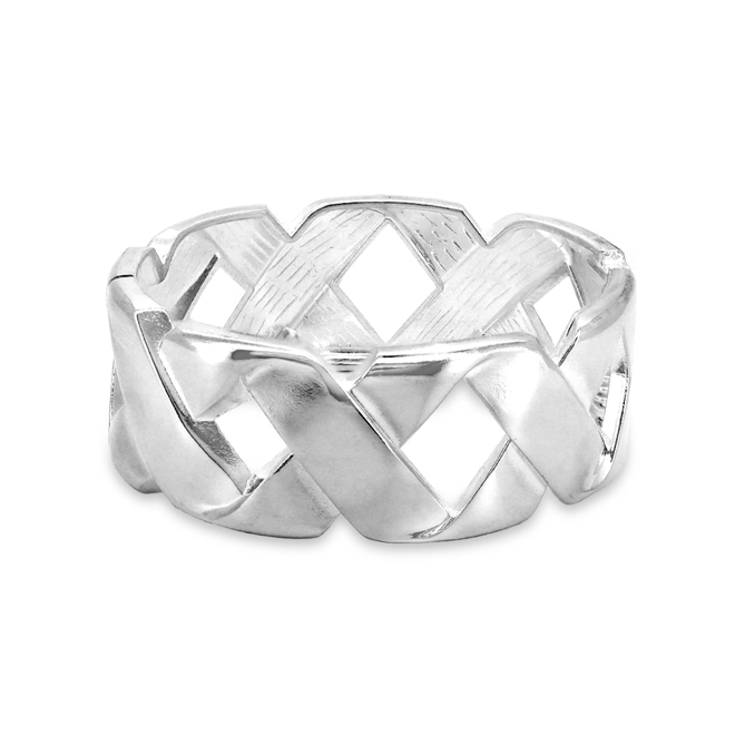 Bracelete de Prata Leve com Trabalhado de X