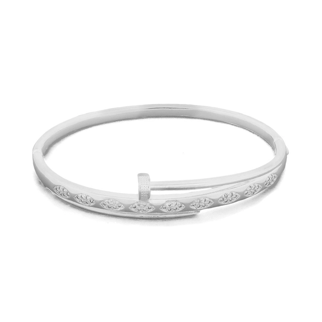Bracelete Em Prata Leve Prego Com Zircônia Cristal