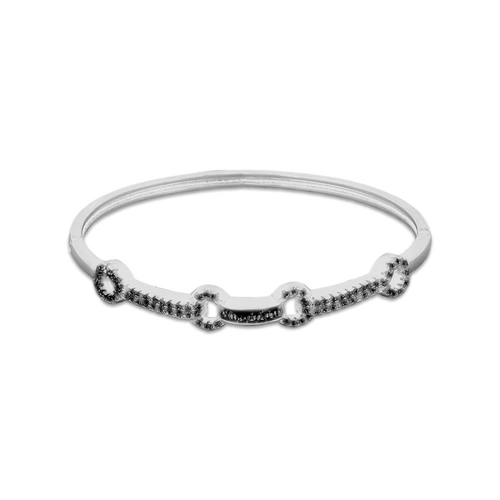 Bracelete Em Prata Trabalhado com Zircônias Ônix
