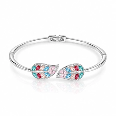 Bracelete Articulado Com folhas e Zircônias Coloridas
