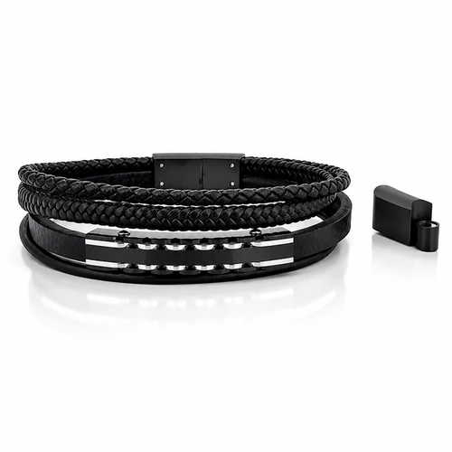 Bracelete com Quatro Fios e Placa Trabalhada