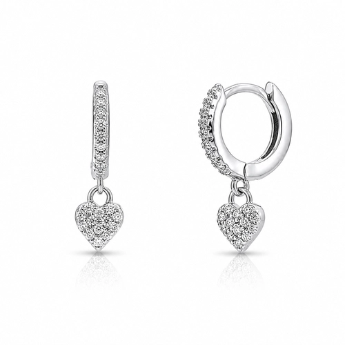 Brinco Argola Click com Coração e Zircônia Cristal