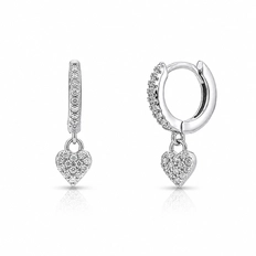 Brinco Argola Clic com Coração e Zircônia Cristal