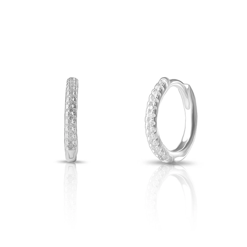 Brinco de Prata Argola Clic com Zircônias Cristal G