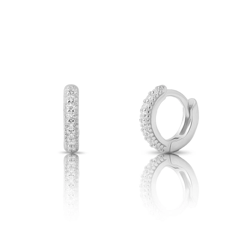 Brinco de Prata Argola Clic com Zircônias Cristal P