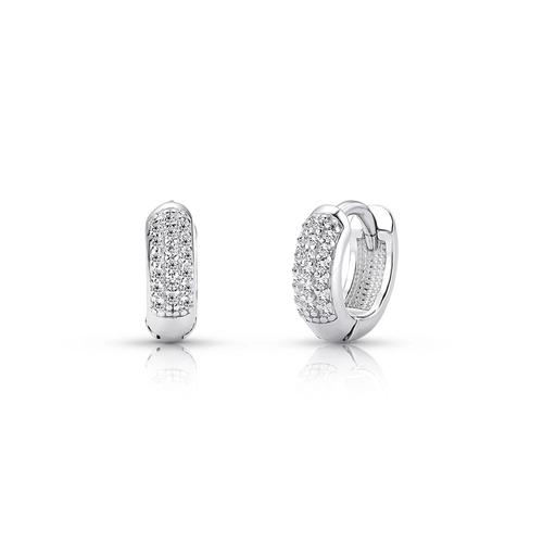 Brinco de Prata Argola Click com Zircônias Cristal P